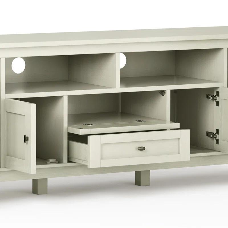 Simpli Home Warm Shaker 72"W Solid Wood TV Stand for TVs up to 80" with 4 Storage Cabinets and 2 Drawers