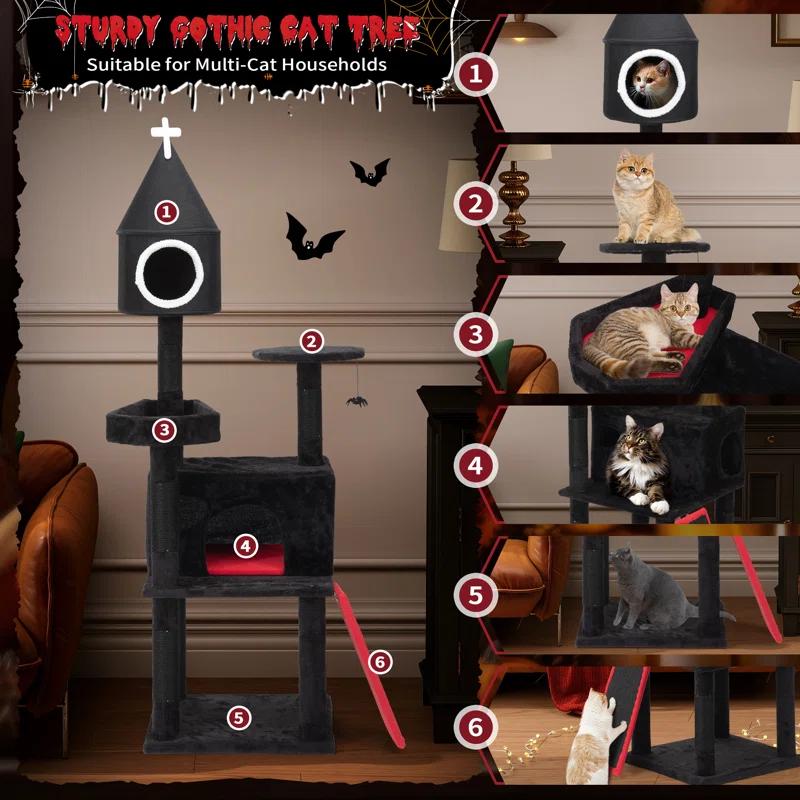 Tucker Murphy Pet™ Geilich Gothic 64'' H Cat Tree Tower with Coffin Bed