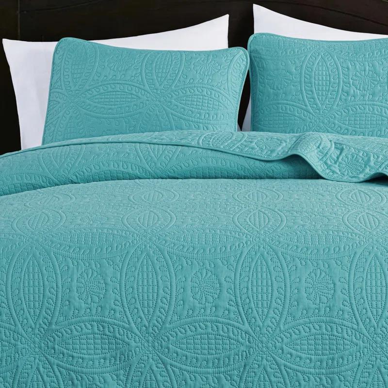 Chezmoi Collection Austin Standard Geometric Shapes Coverlet Set