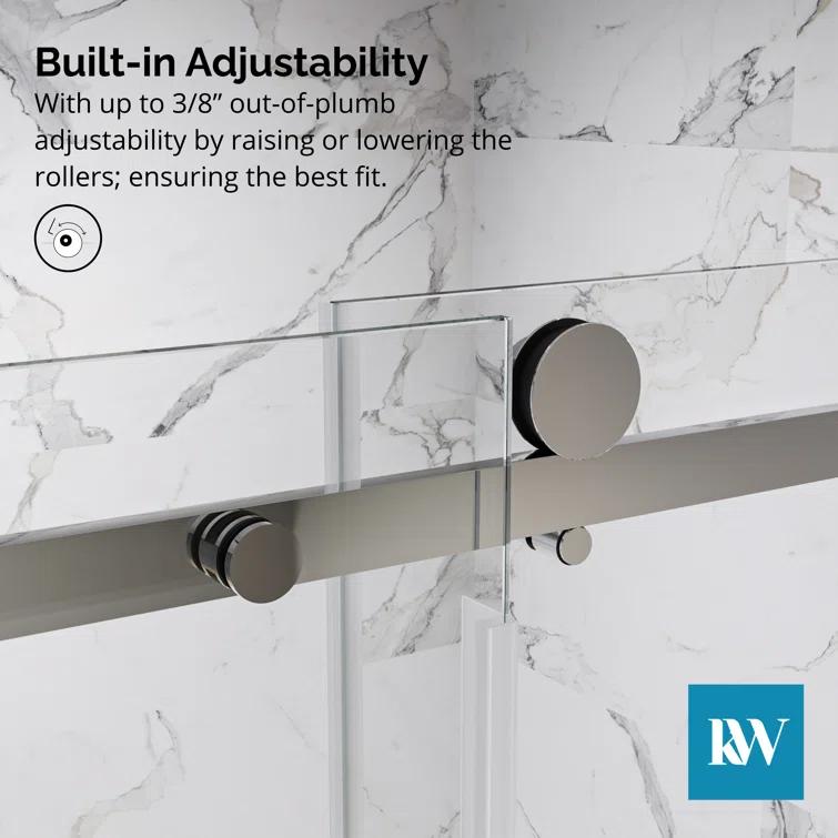 KOBIWORKS Kw03 60 In. W X 76 In. H Single Sliding Frameless Shower Door With 3/8 In. Clear Glass KW036076CH