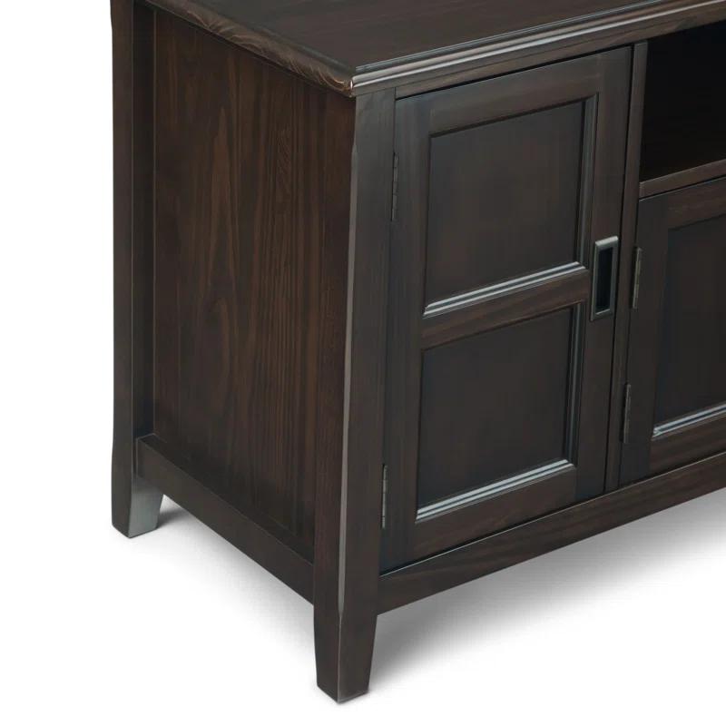 Simpli Home Burlington 72"W Solid Wood TV Stand for TVs up to 80" with 4 Cabinets