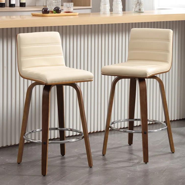 Corrigan Studio® Upholstered Swivel Stool (Set of 2)
