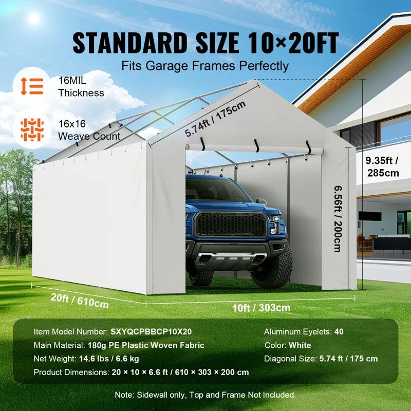 VEVOR 10 Ft. W x 20 Ft. D Garage