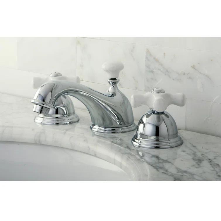 Kingston Brass Kingston Brass Restoration Two-Handle 3-Hole Deck Mount Widespread Bathroom Faucet with Brass Pop-Up Drain KS3961PX