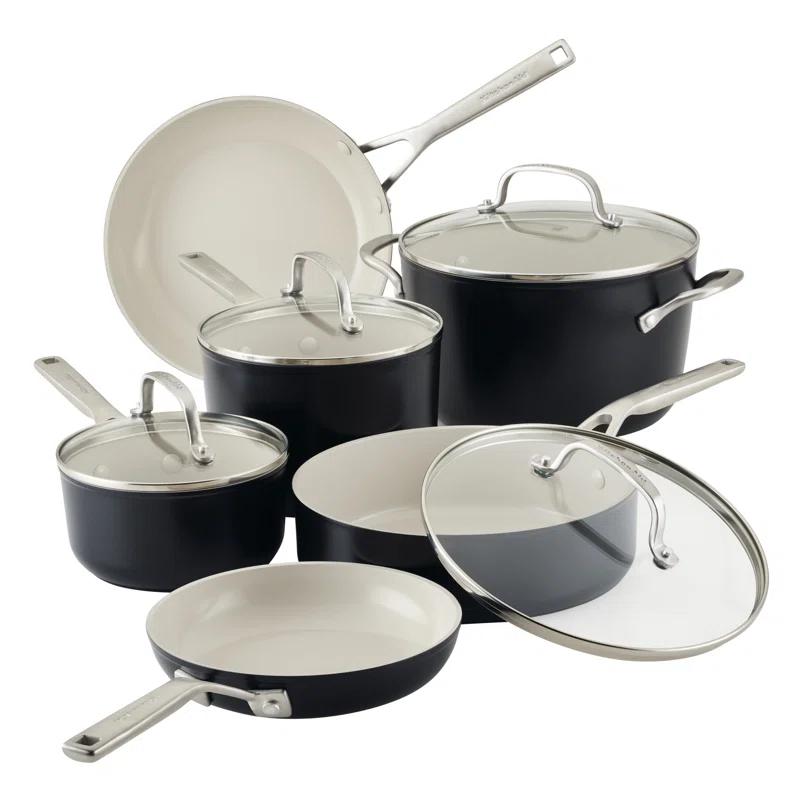 KitchenAid ® Matte Black Hard-Anodized Ceramic Non-Stick 10-Piece Cookware Set