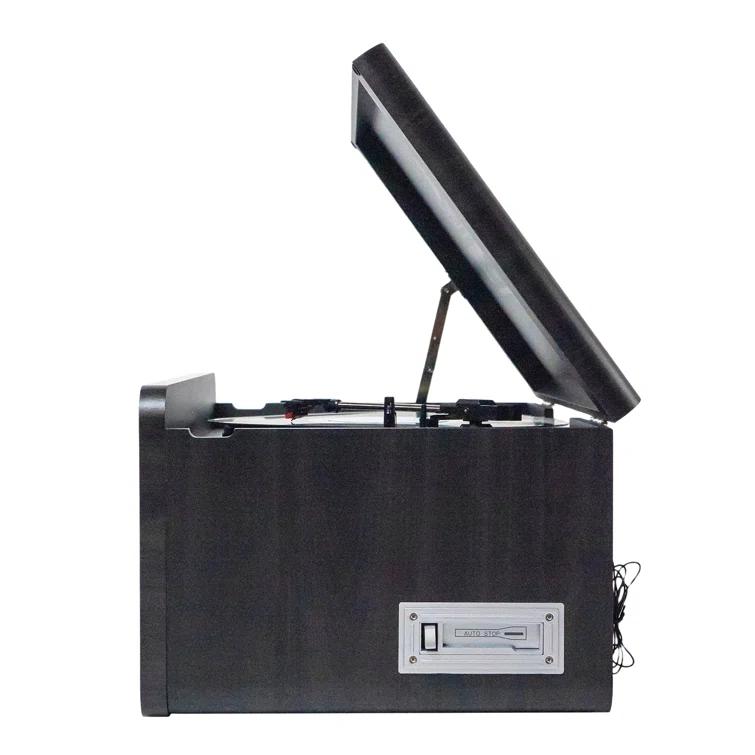 Victor 8-in-1 Wood Music Center with Bluetooth Vinyl Record Player