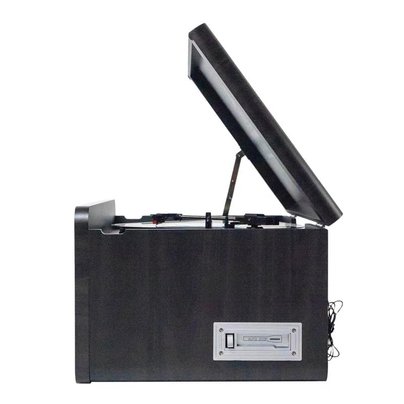 Victor 8-in-1 Wood Music Center with Bluetooth Vinyl Record Player