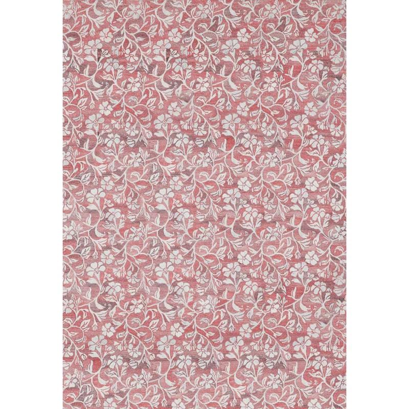 Camellia Floral Hand Tufted Polyester Indoor/Outdoor Area Rug in Coral/Ivory
