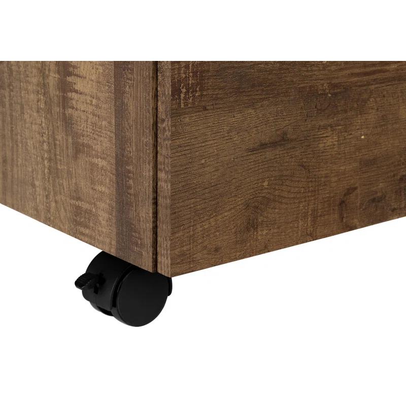 Millwood Pines File Cabinet, Rolling Mobile, Storage Drawers, Printer Stand, Office, Work, Brown Laminate, Contemporary, Modern