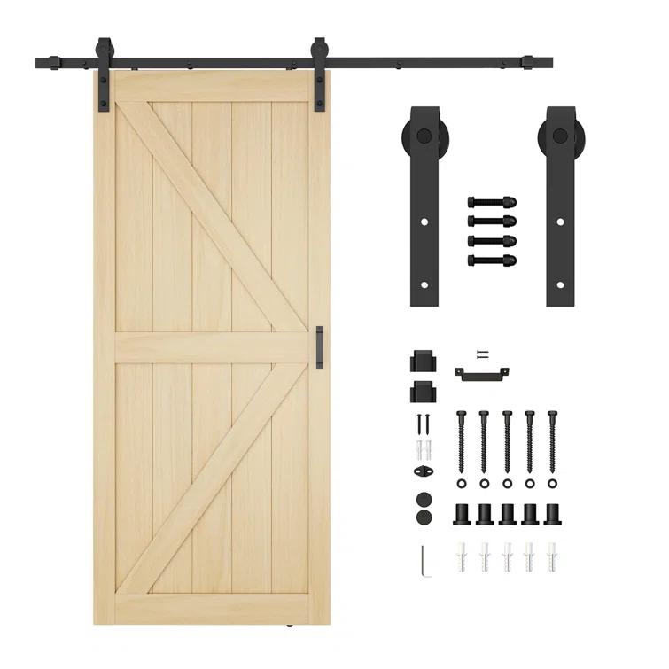 ANZZI ANZZI Heavy Duty Sturdy Wood Single Sliding Barn Door - Solid Core MDF And PVC - Knockdown Design - Hardware Included - Space-Saving Solution
