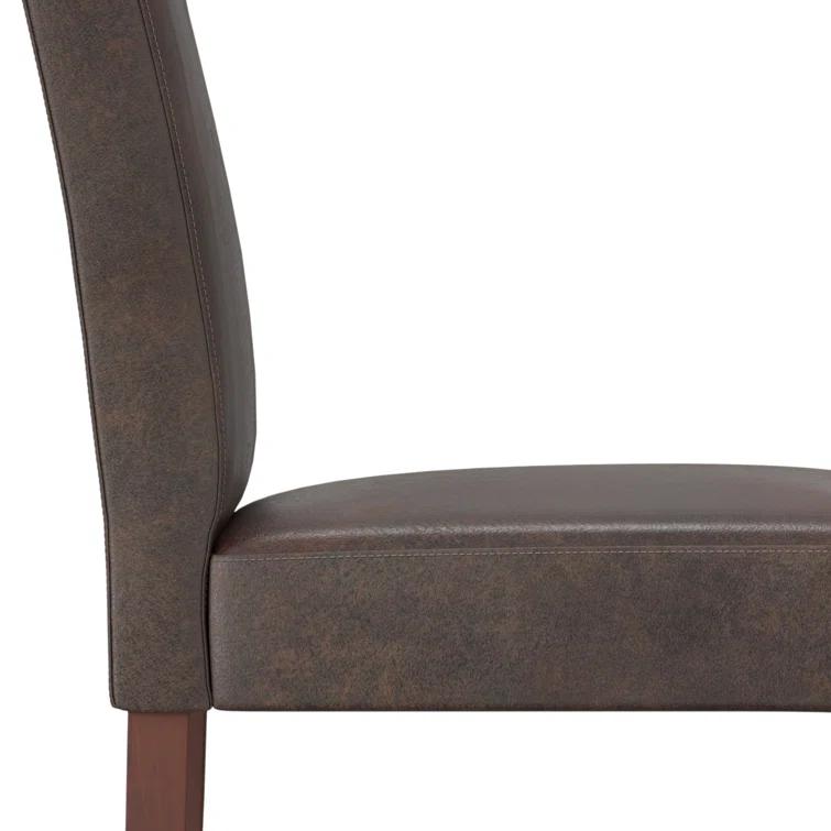 Simpli Home Acadian Andover Upholstered Parson Dining Chair with Tufted Backrest and Solid Wood Frame (Set of 2)