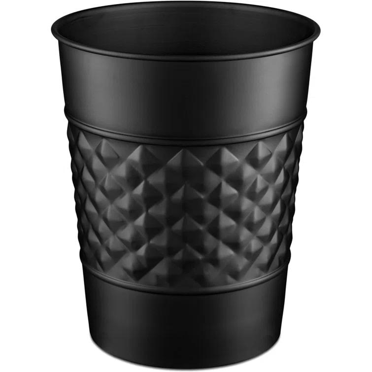 Monarch Abode Geometric Embossed Metal 1.7 Gallon Waste Basket