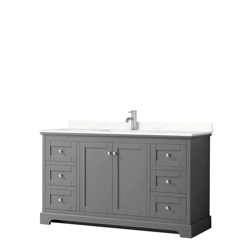 Wyndham Collection Avery 60'' Single Bathroom Vanity with Marble Top with Mirror
