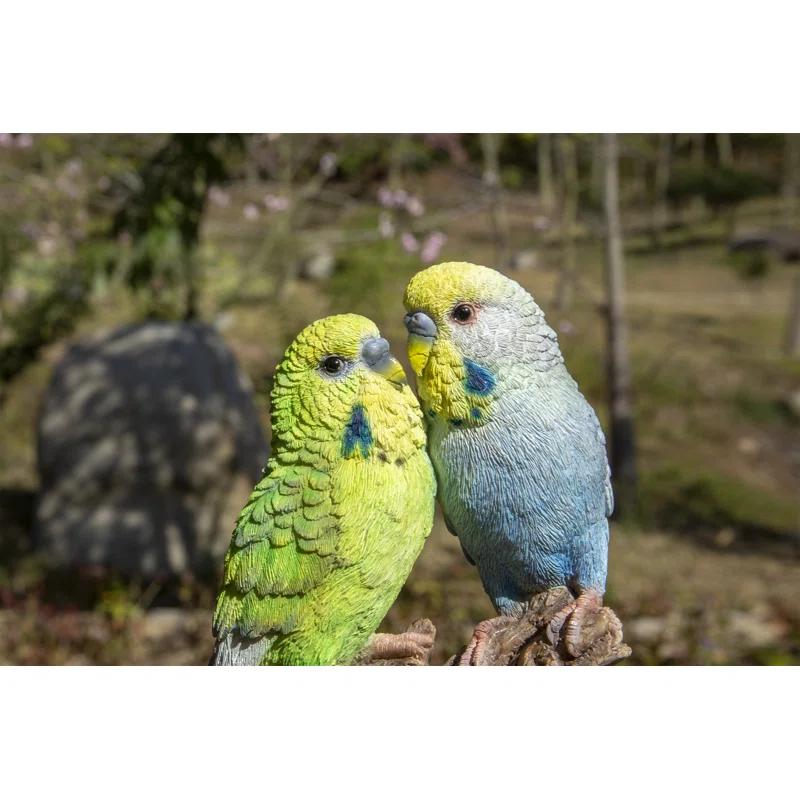 Hi-Line Gift Ltd. Motion Activated Singing Couple Budgerigar on Stump
