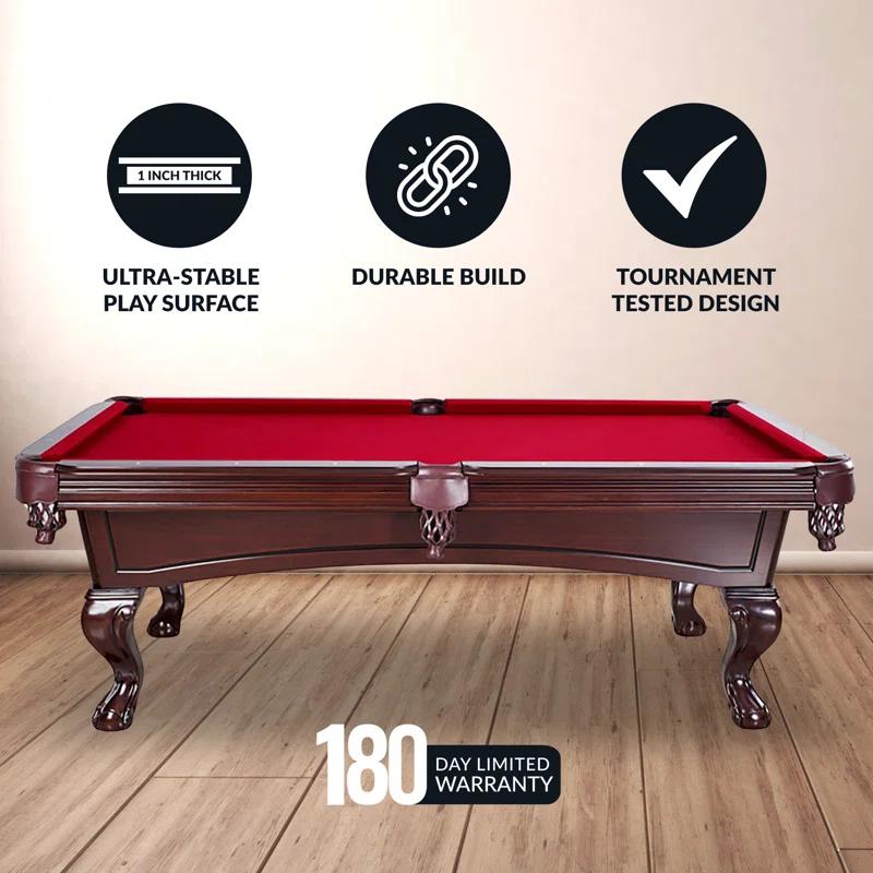 Hathaway Games Hathaway Augusta 8 Ft Furniture Pool Table – Includes Cue Sticks, Billiard Balls – Classic Design Perfect for Family, Home, Dining, or Living Room