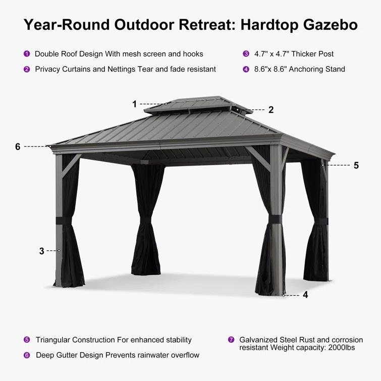 Purple Leaf Purple Leaf Aluminum Patio Gazebo