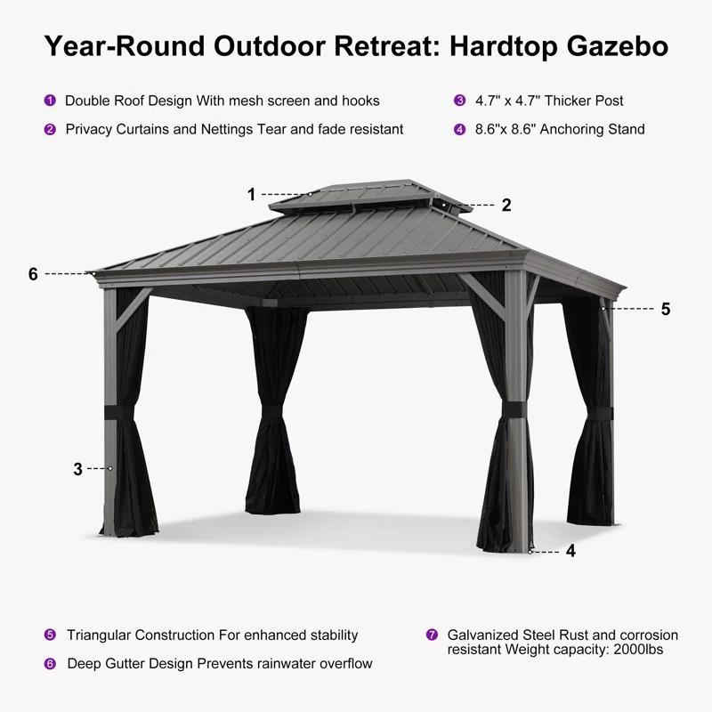 Purple Leaf Purple Leaf Aluminum Patio Gazebo
