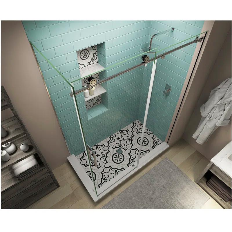 Coraline XL 68" - 72" W x 30" D x 80" H Frameless Rectangle Sliding Shower Enclosure