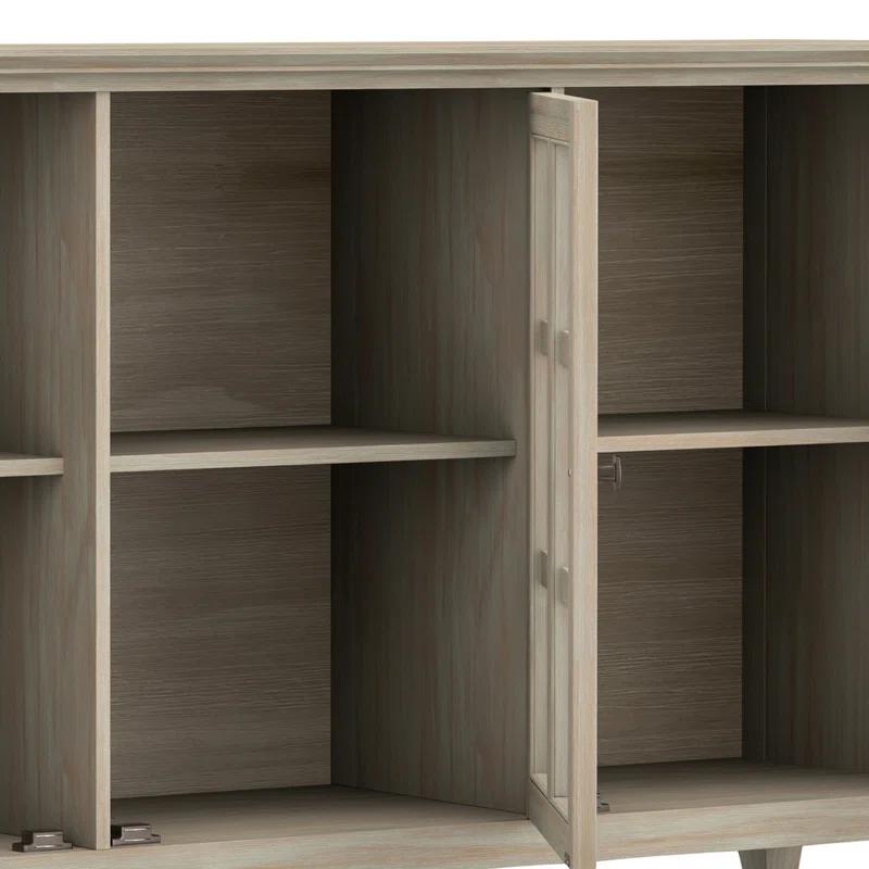 Simpli Home Acadian Wood 62" Transitional Cabinet in Gray