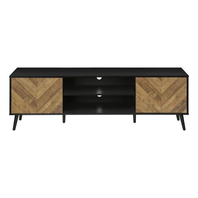 George Oliver Tv Stand, 72 Inch, Console, Media Entertainment Center, Storage Cabinet, Living Room, Bedroom And Black Laminate Metal, Contemporary, Modern