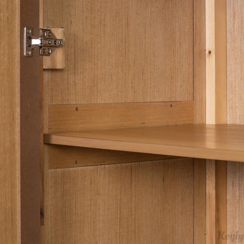 Keyly inc 36.2" W multiple storage functions Oak Veneer Cabinet