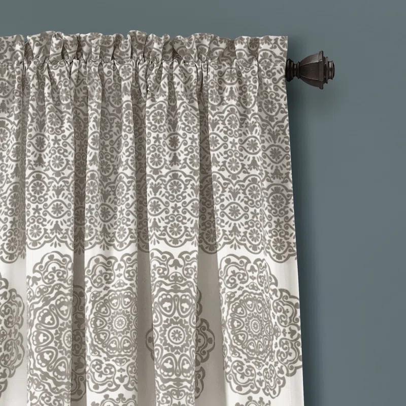 Lush Decor Stripe Medallion Polyester Room Darkening Curtain Pair (Set of 2)