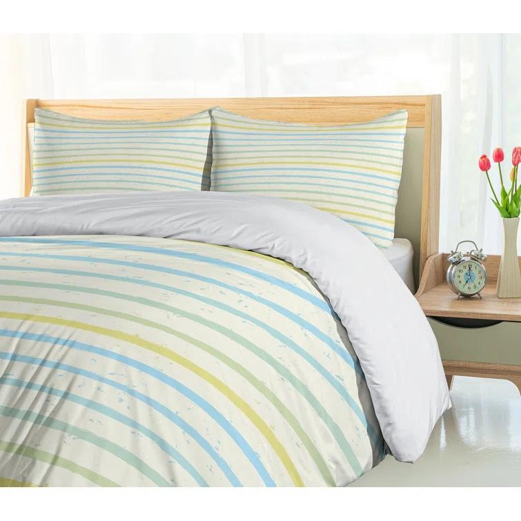 Ambesonne Striped Farmhouse / Country Striped Duvet Cover Set