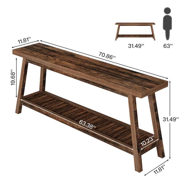 Gracie Oaks 70.9-Inch Farmhouse Console for Entryway, 2-Tier Entry Table Sofa Table