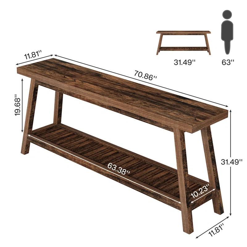 Gracie Oaks 70.9-Inch Farmhouse Console for Entryway, 2-Tier Entry Table Sofa Table