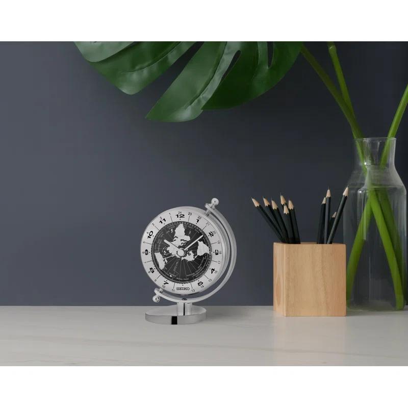 Seiko Silver Globe Tabletop Clock