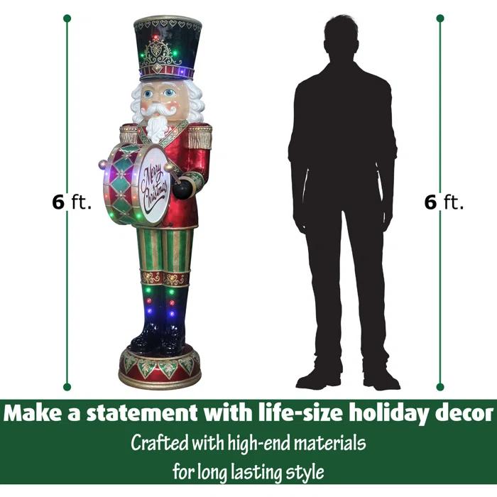 Fraser Hill Farm Fraser Hill Farm 6-Ft. Nutcracker Drummer Holiday Figurine, Life-Sized