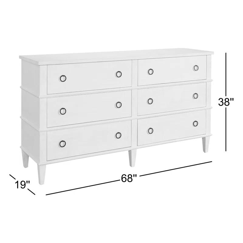 Universal Modern Farmhouse 68" 6-Drawer Dresser in Tan Natural Oak Wood