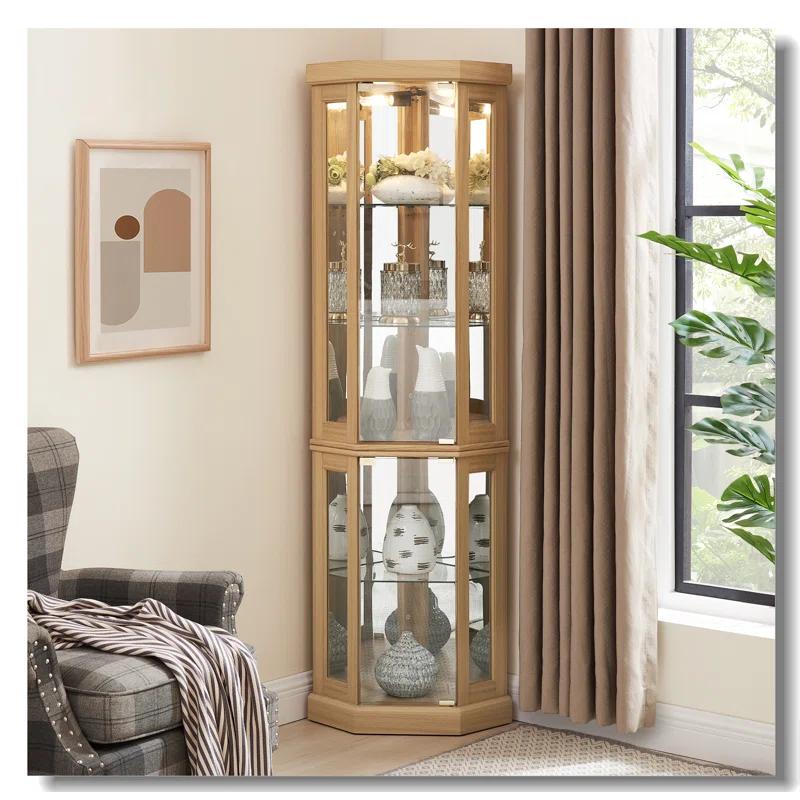hernansofa Corner Lighted Curio Cabinet Corner Glass Cabinet Lighted Curio Cabinet Corner Display Case