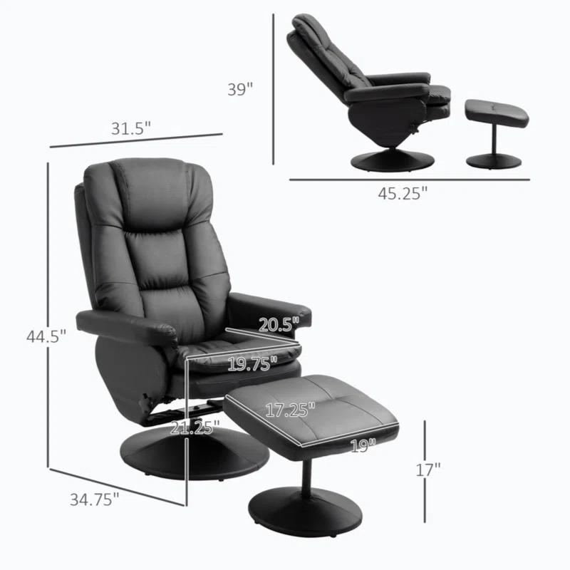 Faux Leather Recliner with Ottoman