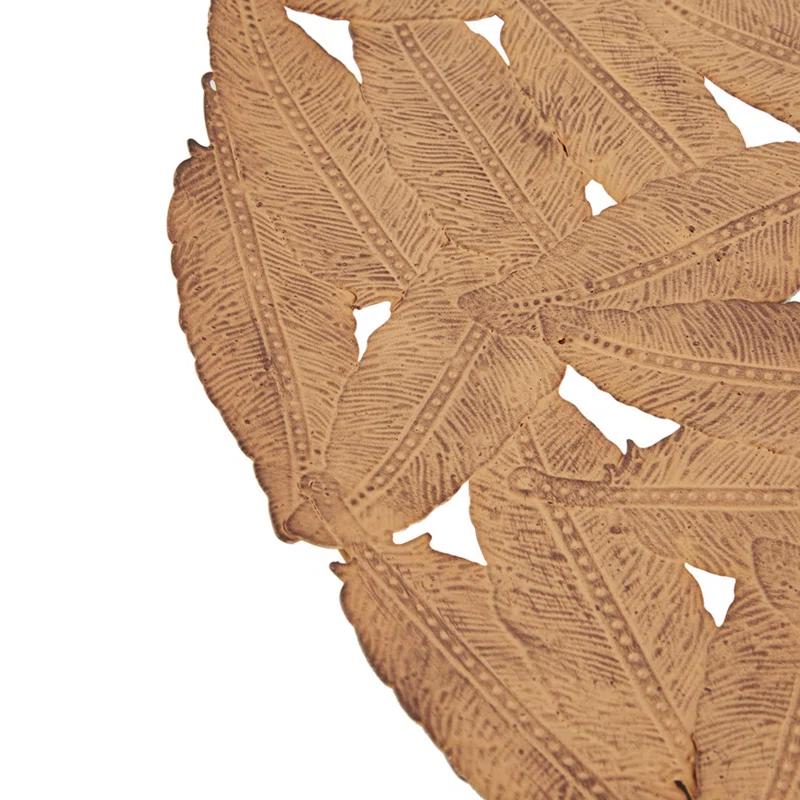 Latitude Run® Textured Feather 3-Piece Metal Disc Wall Decor Set