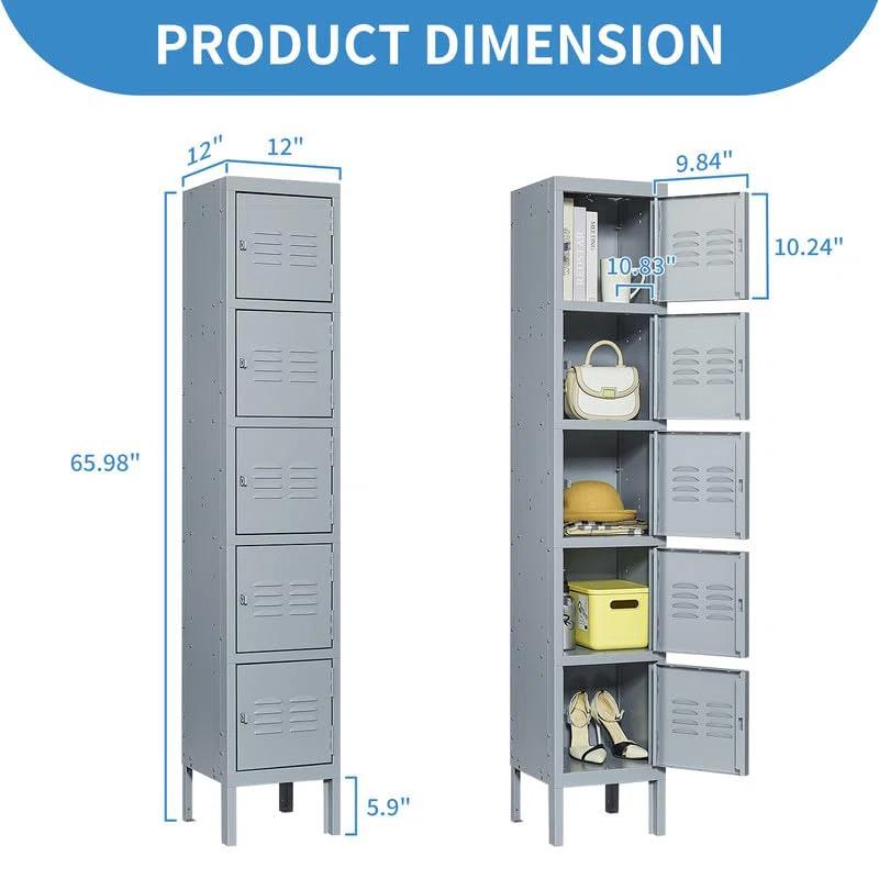 BIZOE Metal Locker Steel Storage Cabinet School Gym Employees Students Steel Locker