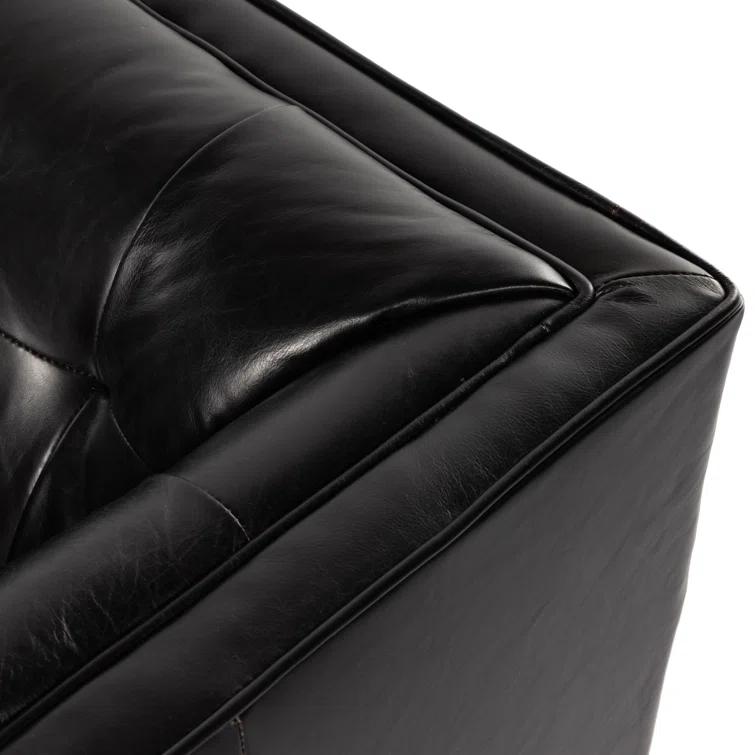 Dylan Mid-Century Rider Black Leather Chaise Lounge