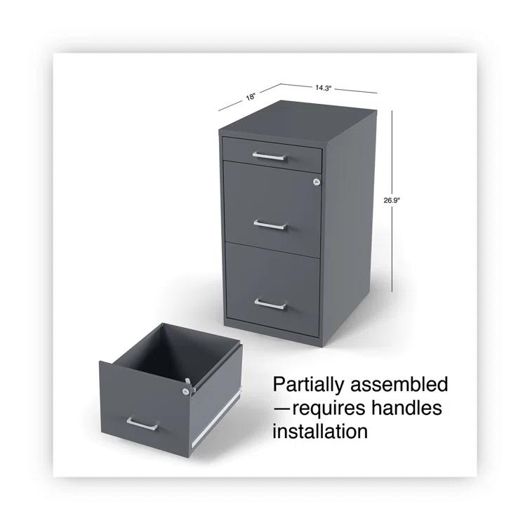 Inbox Zero 14'' Wide 3 -Drawer Steel File Cabinet