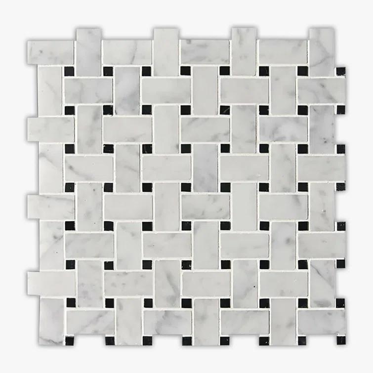 1" x 2" Marble Basketweave Mosaic Wall & Floor Tile