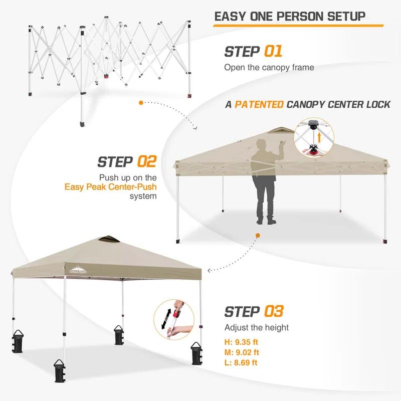 EAGLE PEAK Pop Up Canopies 10 Ft. W x 10 FT. D Metal Party Tent Canopy