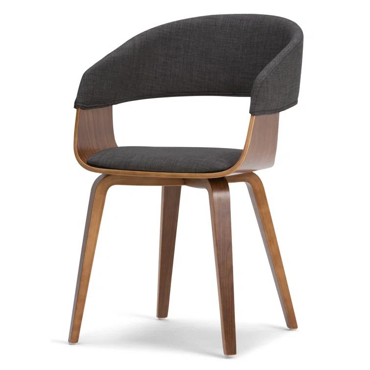 Lowell Bentwood Upholstered Dining Chair with Curved Backrest in Mid-Century Modern Style
