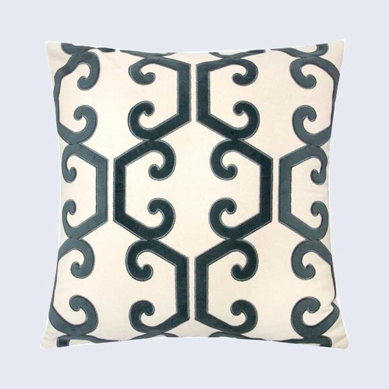 Homey Cozy Appliqued Cotton Indoor/Outdoor Throw Pillow