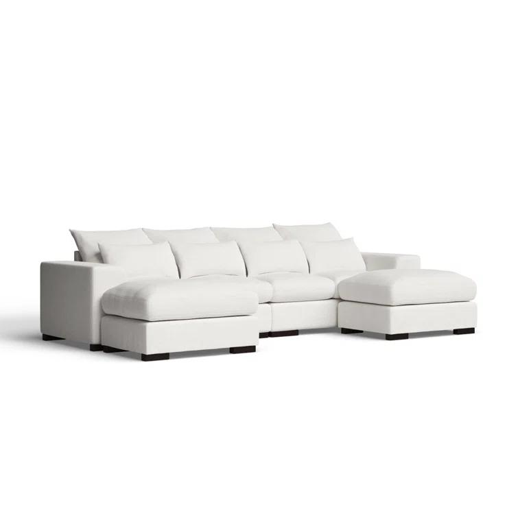 Biaggio Linen Blend Sectional with 2 Ottomans,Sectional Couch