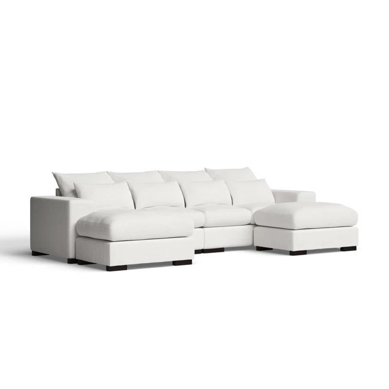 Biaggio Linen Blend Sectional with 2 Ottomans,Sectional Couch