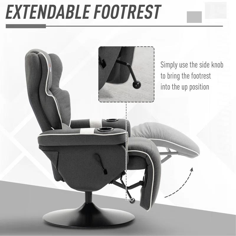 HomCom Faux Leather Manual Swivel Ergonomic Recliner | Wayfair