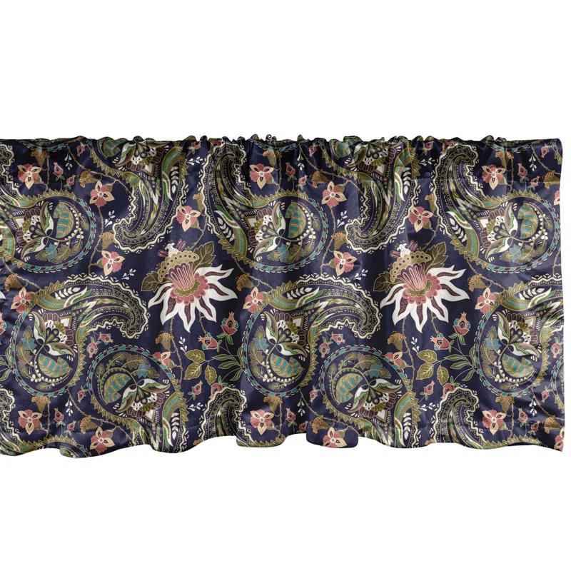 Ambesonne Jacobean Valance Pack of 2 Paisley Indigo Multicolor
