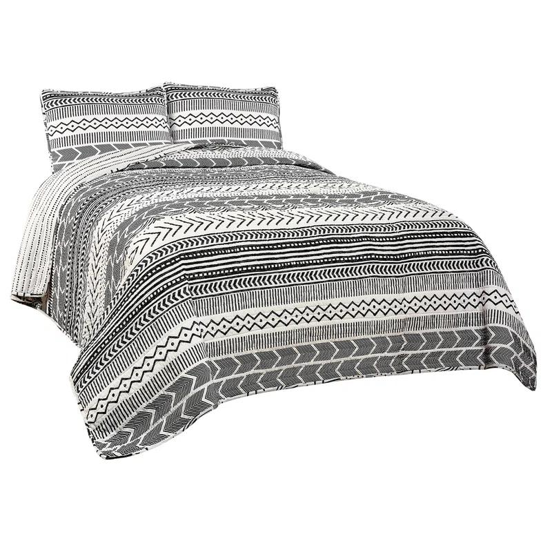 Lush Decor Hygge Geo Reversible Contemporary 3-Piece Quilt Set