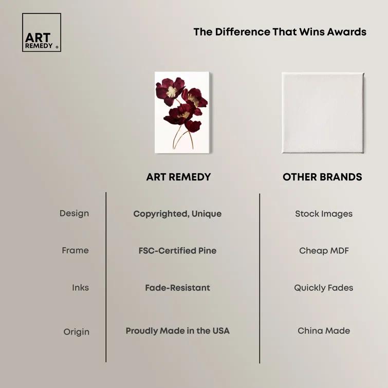 Art Remedy Art Remedy Wine Flowers Framed Floral Fine 1 Piece Canvas Wall Art 57114