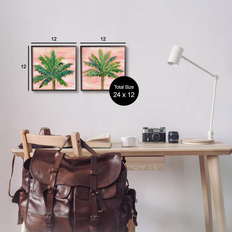 Stupell Industries " Tropical Palm Trees Glam Detail " by Paul Brent 2 - Pieces