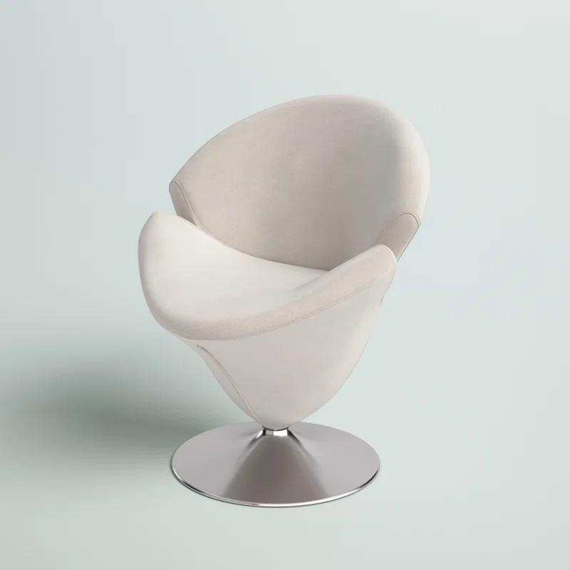 Manhattan Comfort Tulip Velvet Upholstered Swivel Barrel Chair in White